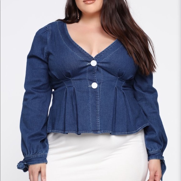 plus size denim peplum top